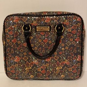 Betsey Johnson padded laptop case bag handle -pristine condition gems sequence